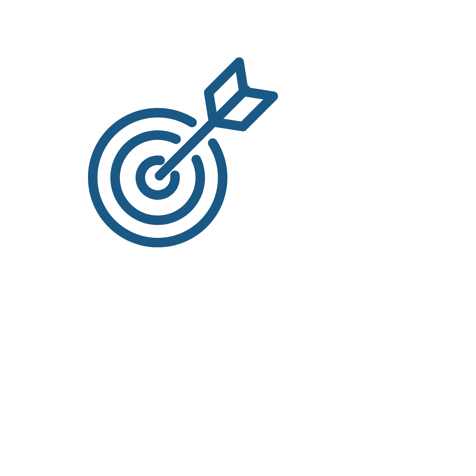 Blue target with an arrow hitting the bullseye and the text "Target Achievement".
