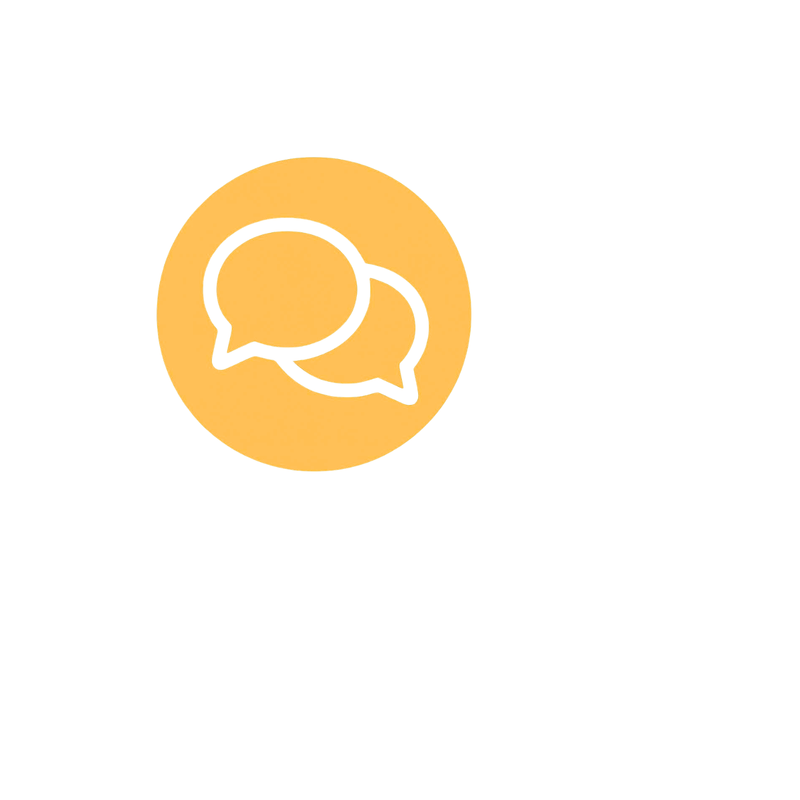 ChatGPT logo with a yellow circle and two overlapping speech bubbles inside.