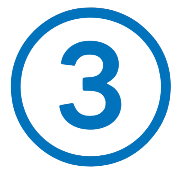 Blue circle with the number three inside.