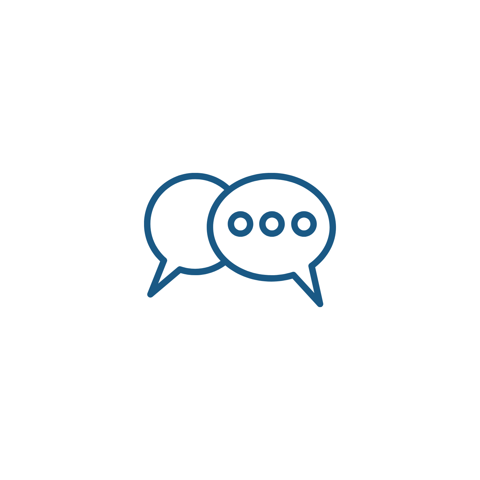 Two overlapping speech bubbles, one with three dots, illustrating conversation or chat.