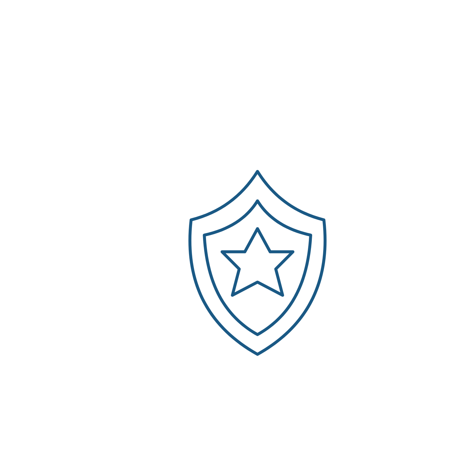 A black background with a blue outline of a shield that has a star in the center.