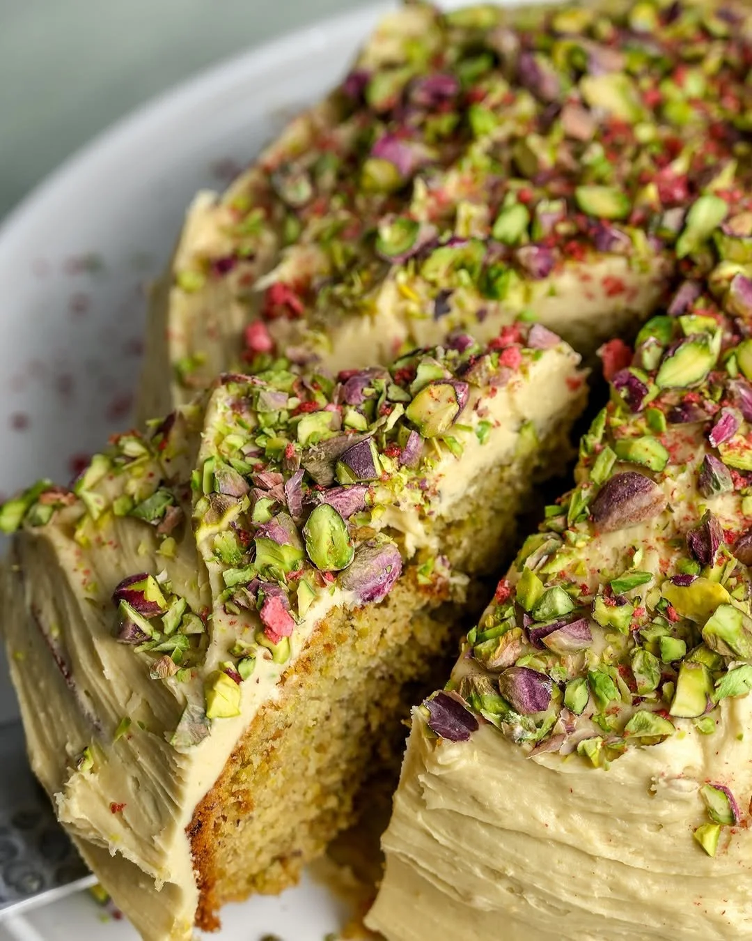 Pistachio Cake with Pistachio Butter Cream Frosting