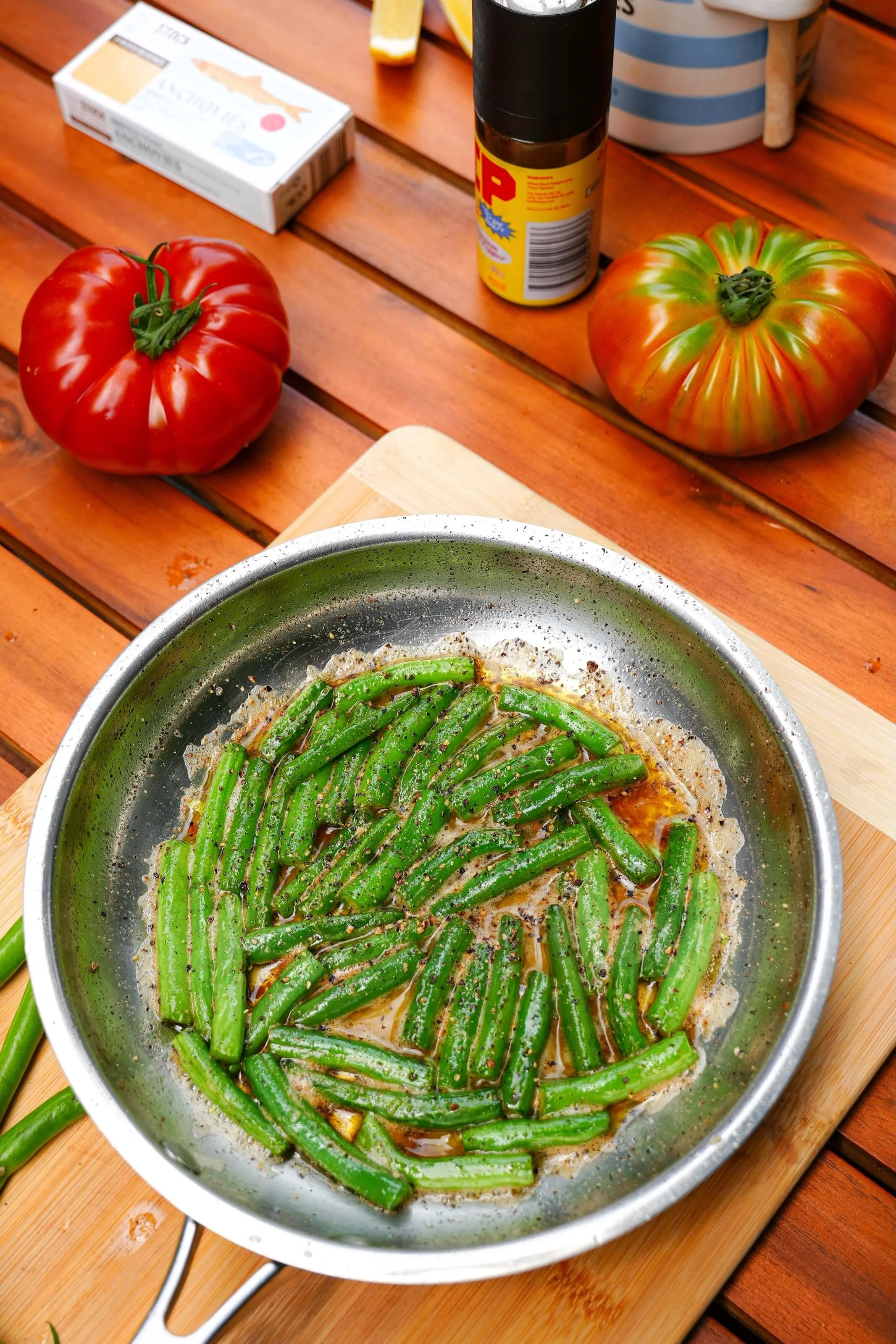 Green Beans Tossed in Lemon Pepper Burnt Butter