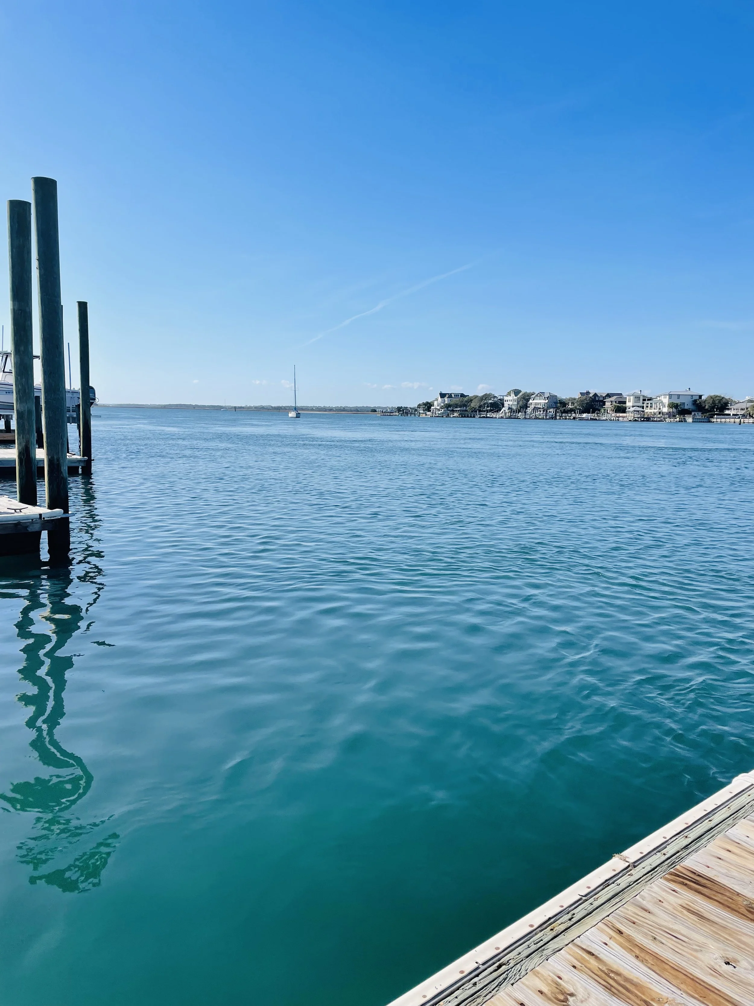 Wrightsville Beach public Pavilion and boat slips at the ICW just steps away from the year-round rental at  101 North Lumina Avenue. 