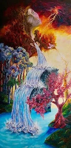 HER LIGHT, 2025
acrylic, rice paper on canvas      
96" x 48"