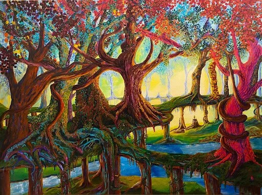CONNECTED GROVE,  2025
acrylic on canvas
30" x 40"