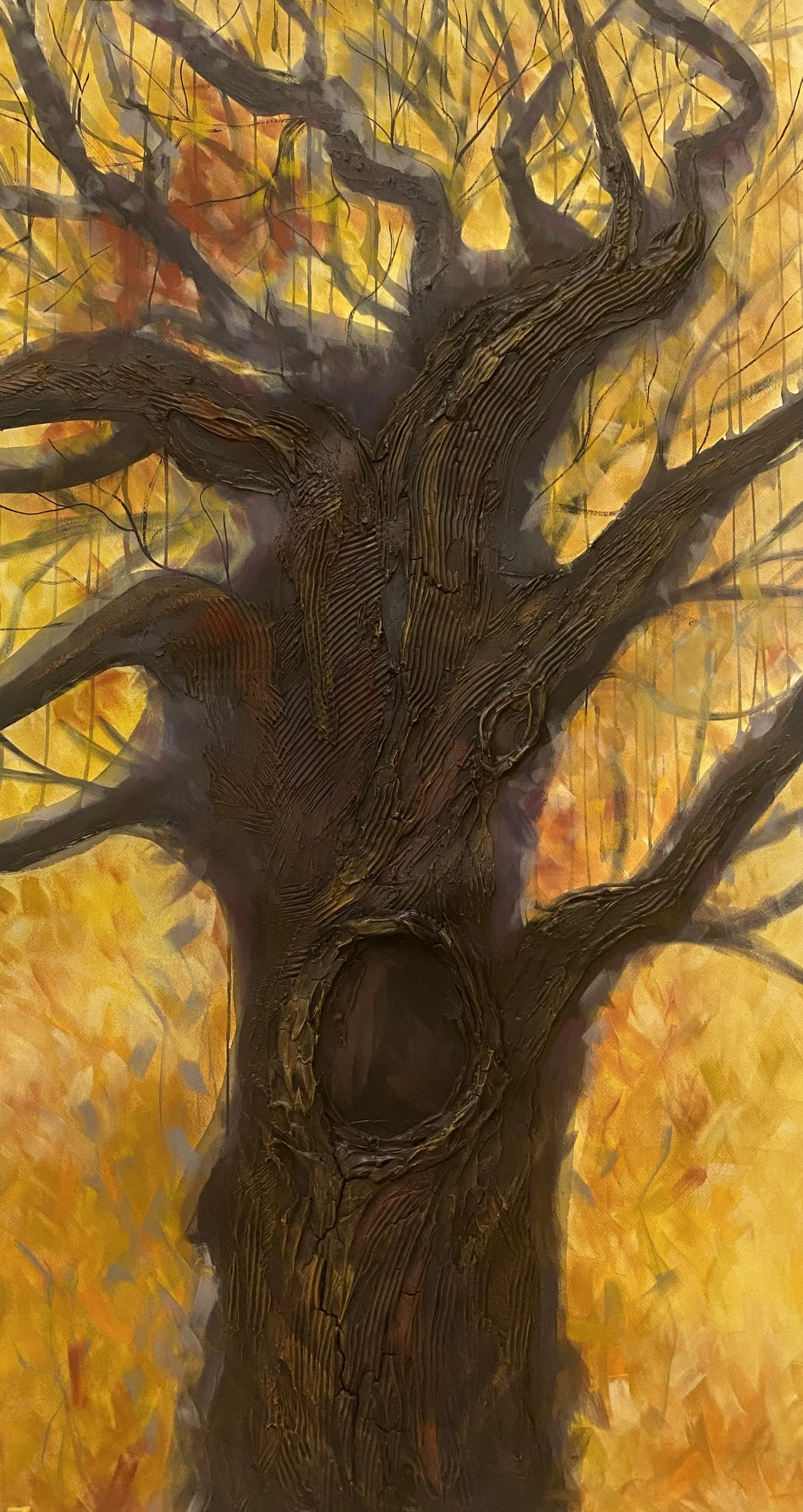 FIRE, 2023
pastel, ink, texture paste on paper
23" x 45"