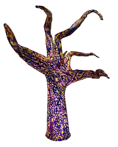 THE LONGING, 2026
 acrylic, acetate, tissue paper, glue, LED lights 
24" X 22" X 13"