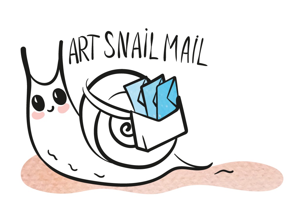 A cute cartoon snail with big eyes and blush on its cheeks, carrying a box of blue tissues on its back.