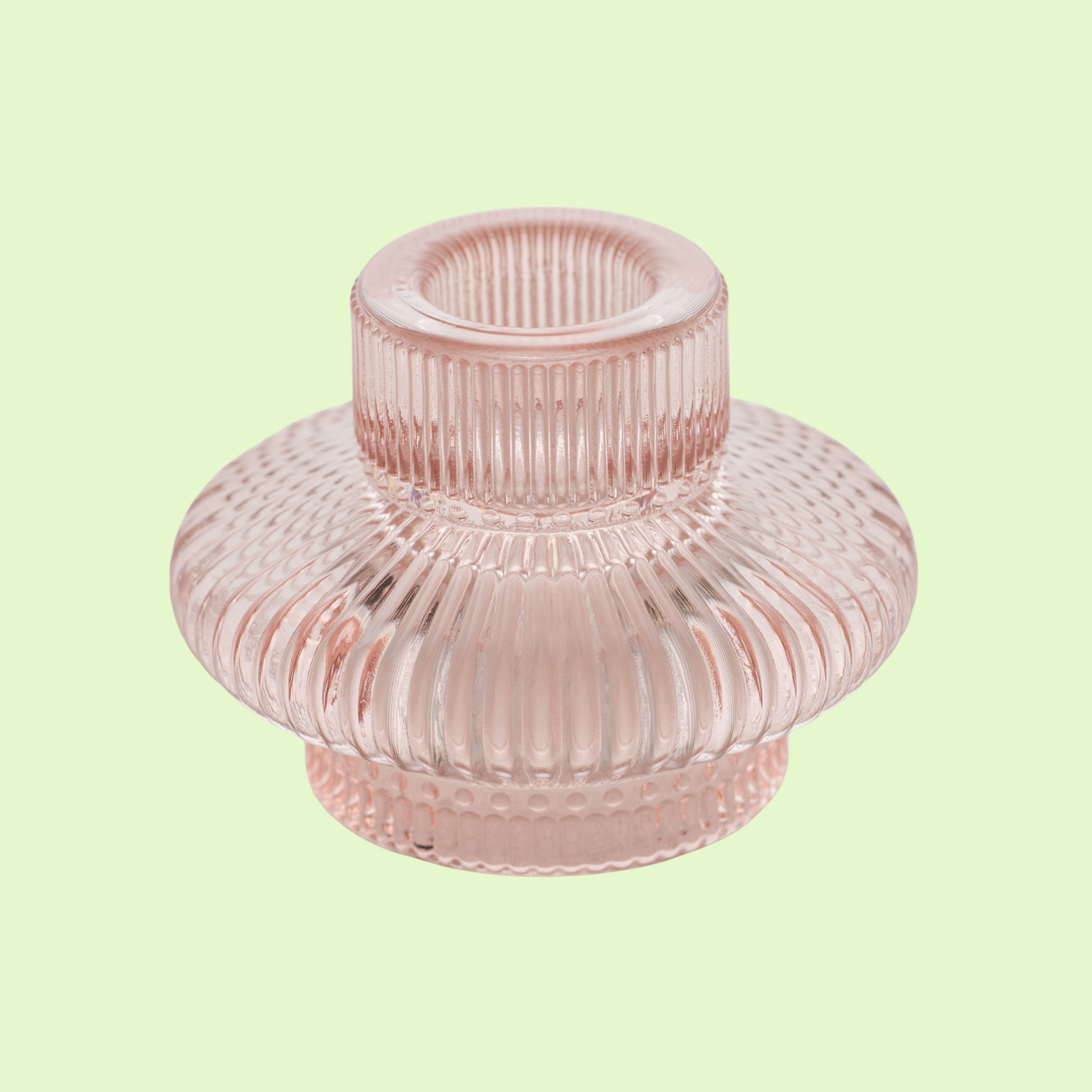 Ribbed Pink Candle Holder