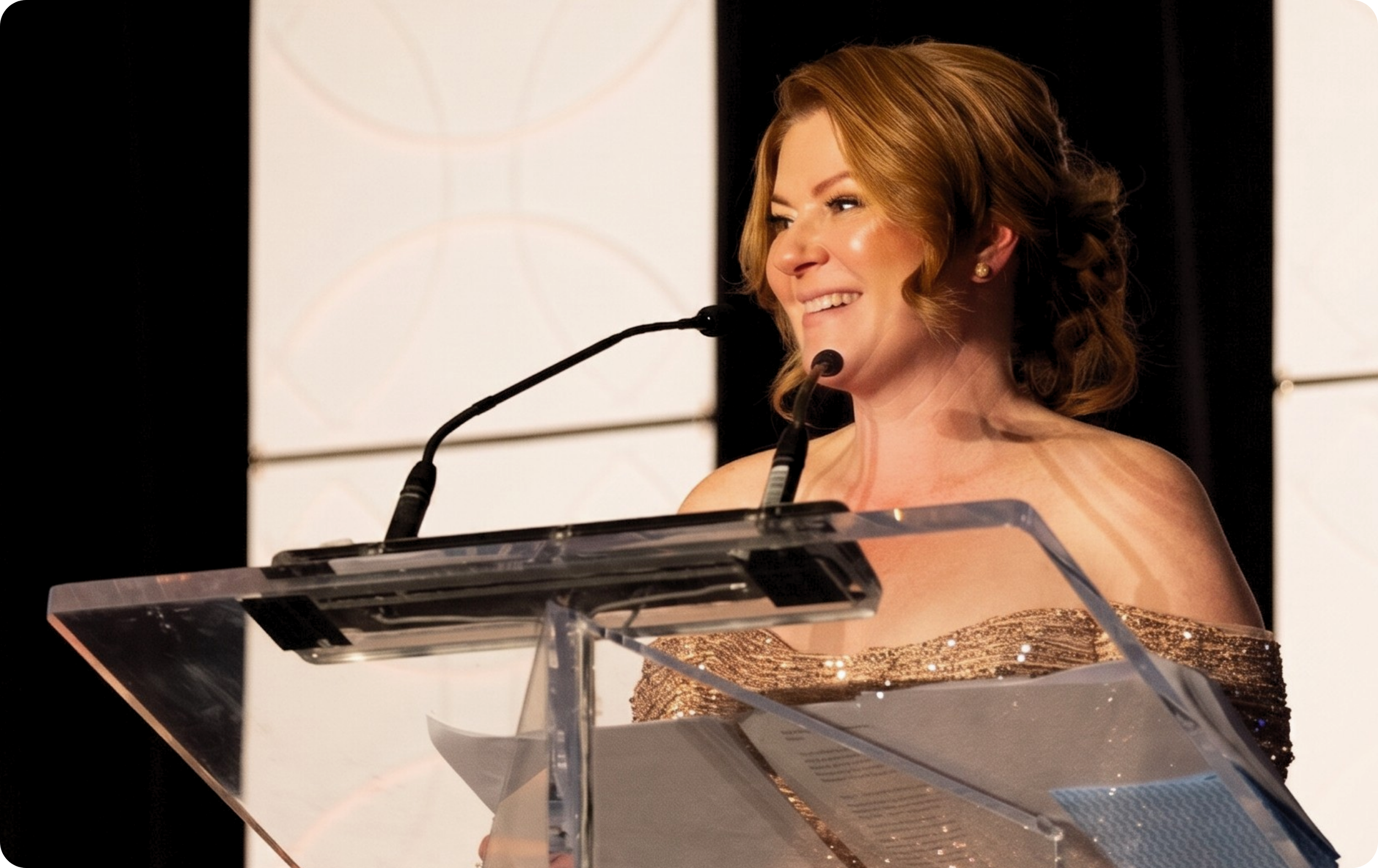 Mary Tibbetts, founder of MS Nation Community Foundation, speaking at the An Evening for MS gala