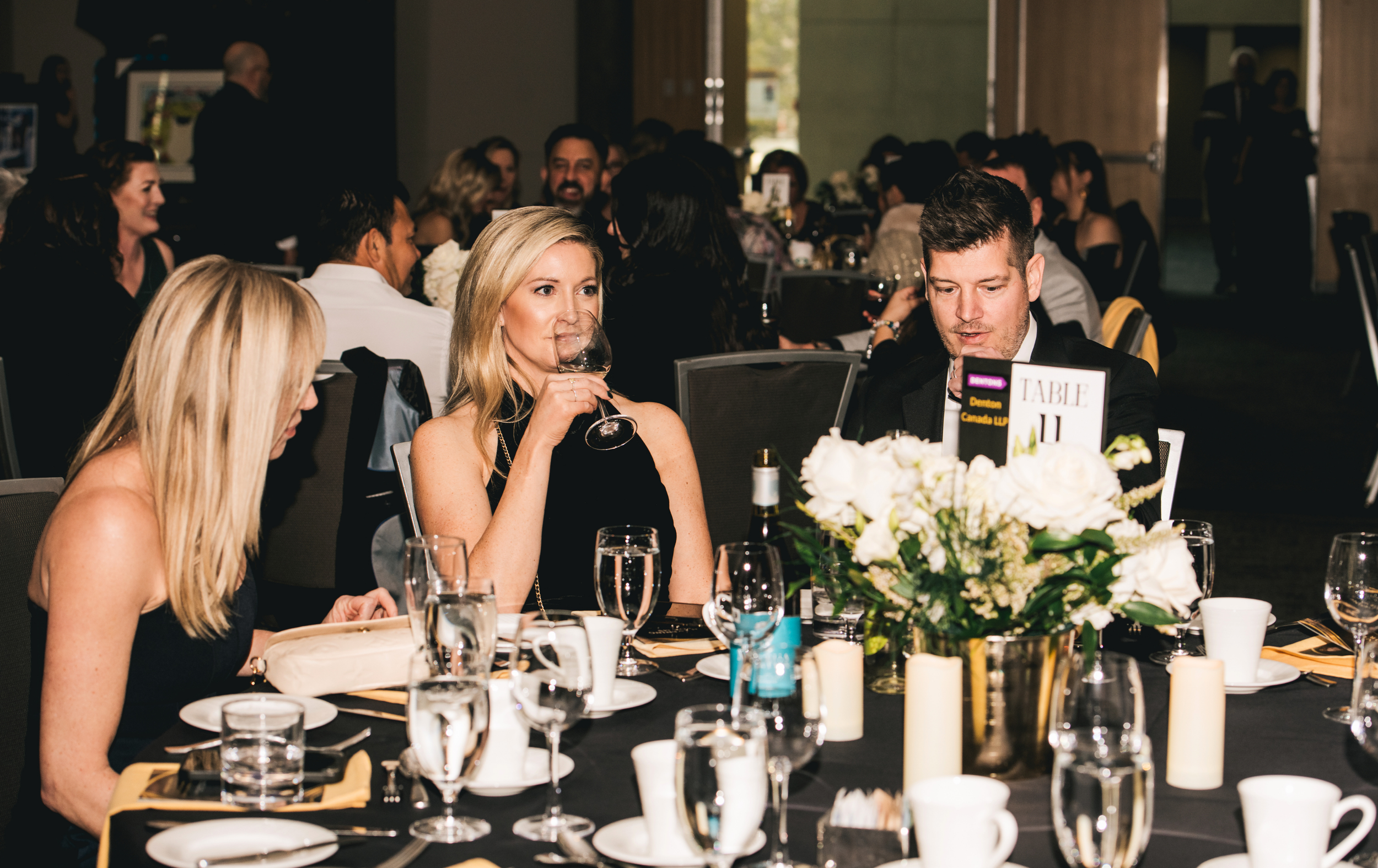 Guests enjoying dinner at the MS Nation fundraising gala at Edmonton Expo Centre