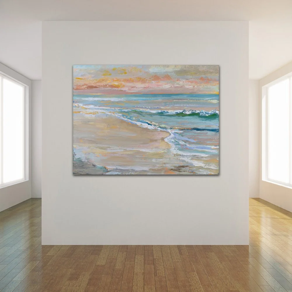 Peach Beach on Stretched Canvas