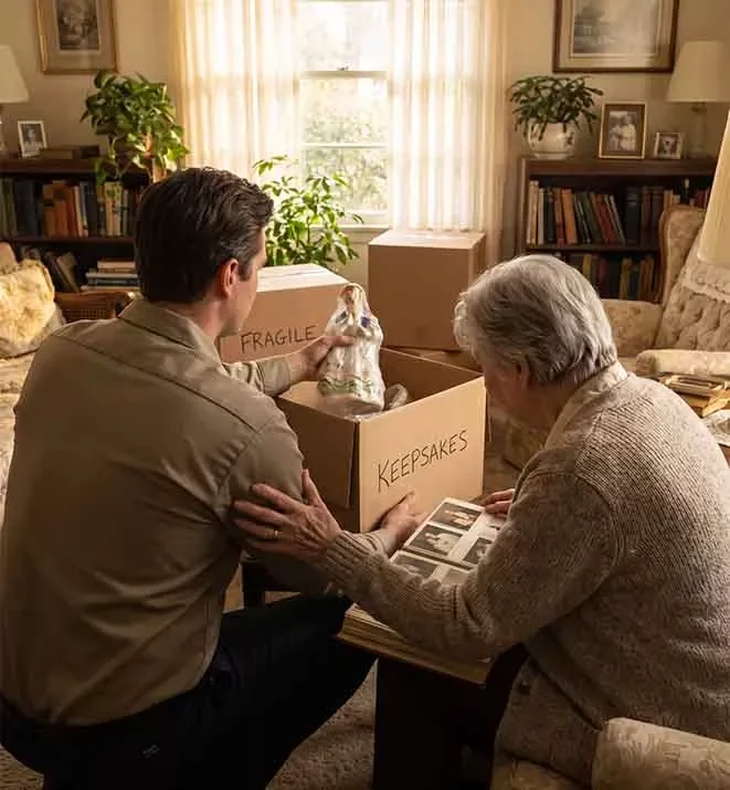 Assisting with senior downsizing and family transition support