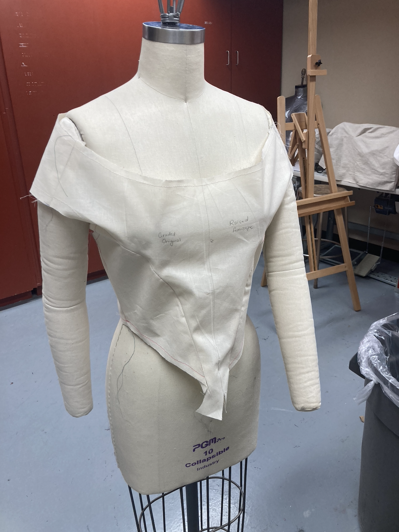 Muslin Bodice mockup, with further alterations