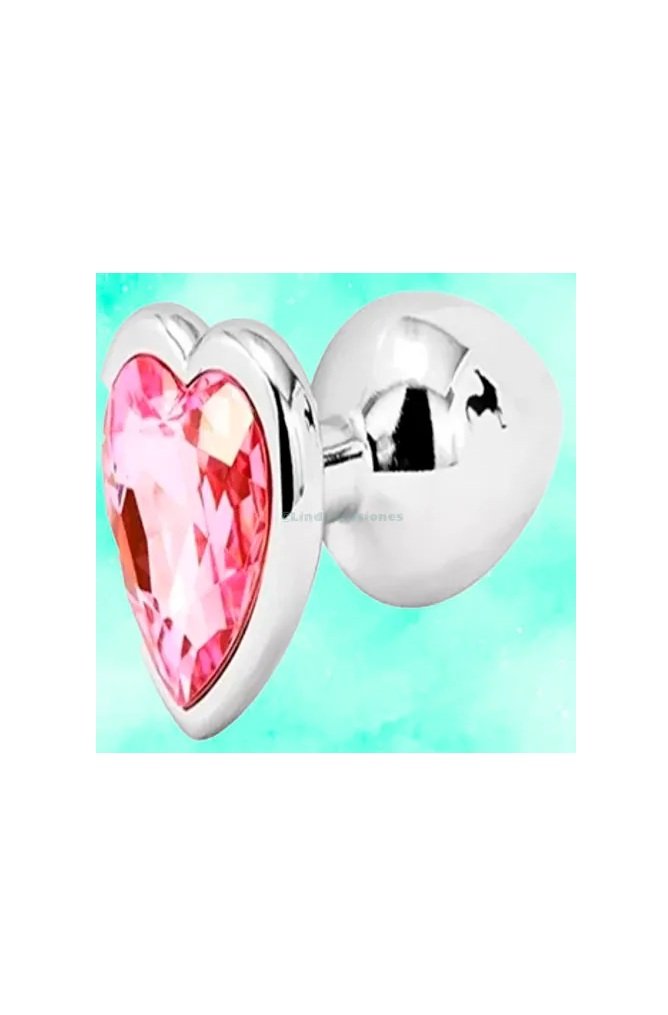 PLUG ANAL DIAMANTE METALICO CORAZON TALLA L