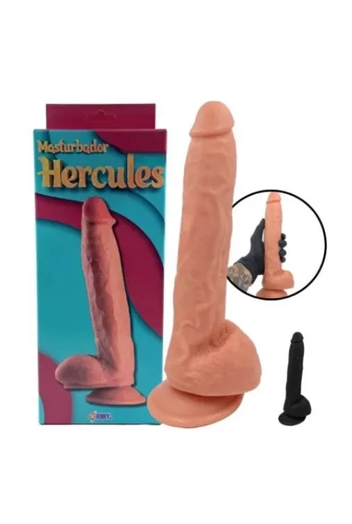 DILDO SUPER REALISTA GRANDE CON CHUPA HERCULES 29 CM