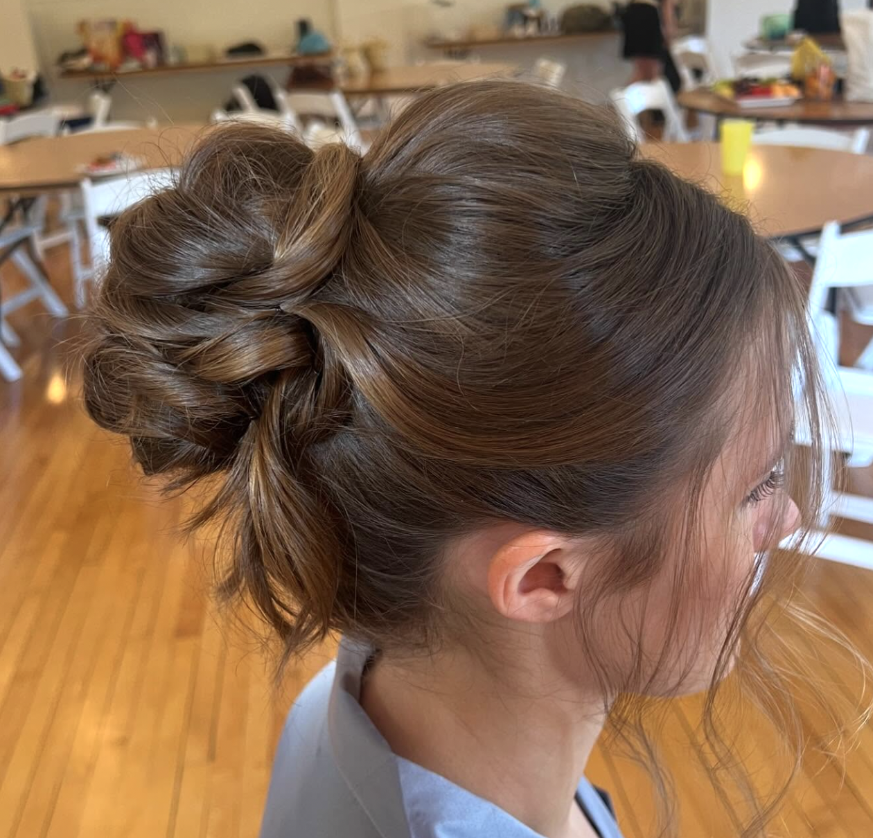 Elegant bridal updo created at The Emerald Salon in Akron OH