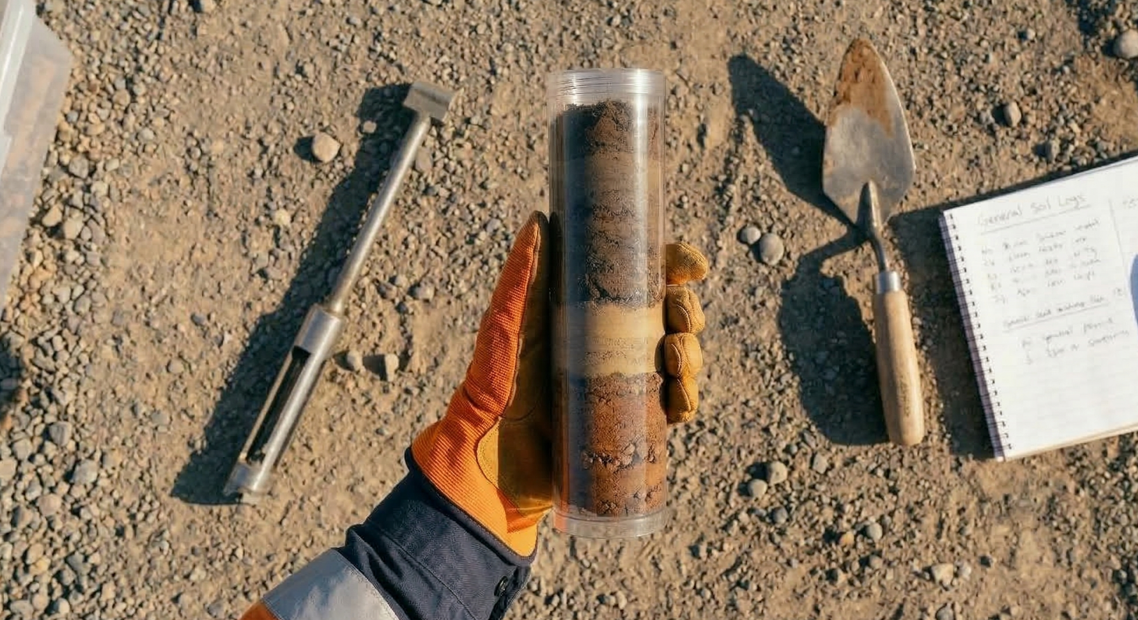 LRM Property advisory environmental inspector, soil core sample, contaminated land technical due diligence and reporting for industrial land in Geelong