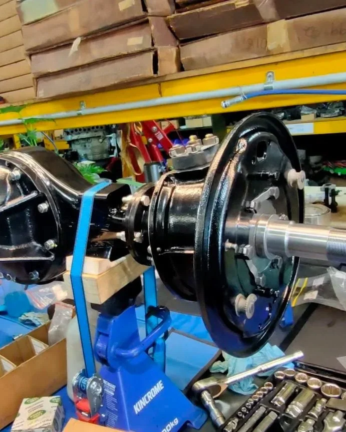 A front axle assembly restoration in progress
