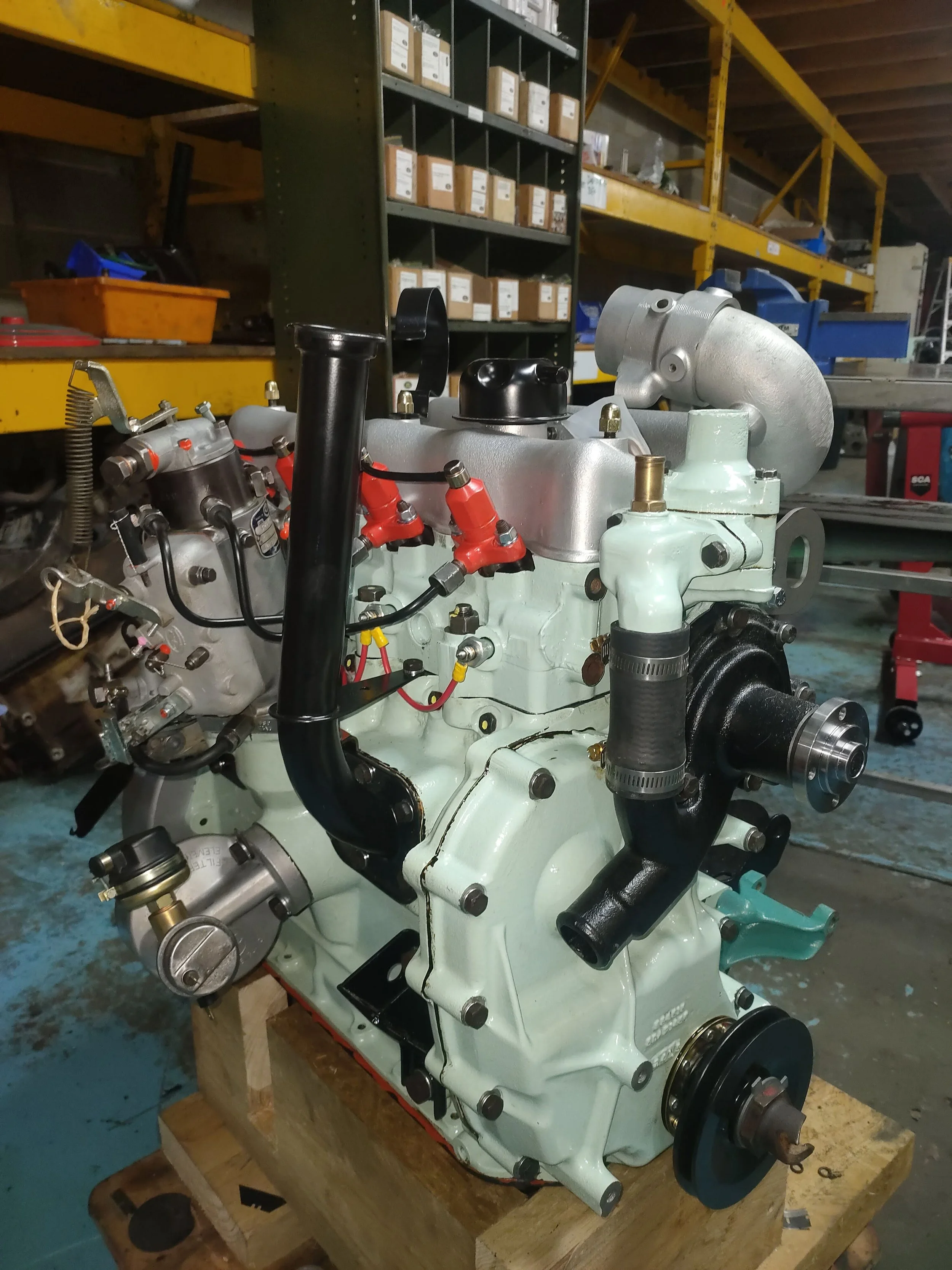 A 2.25 litre Series 3 diesel engine undergoing restoration at Series Magic 