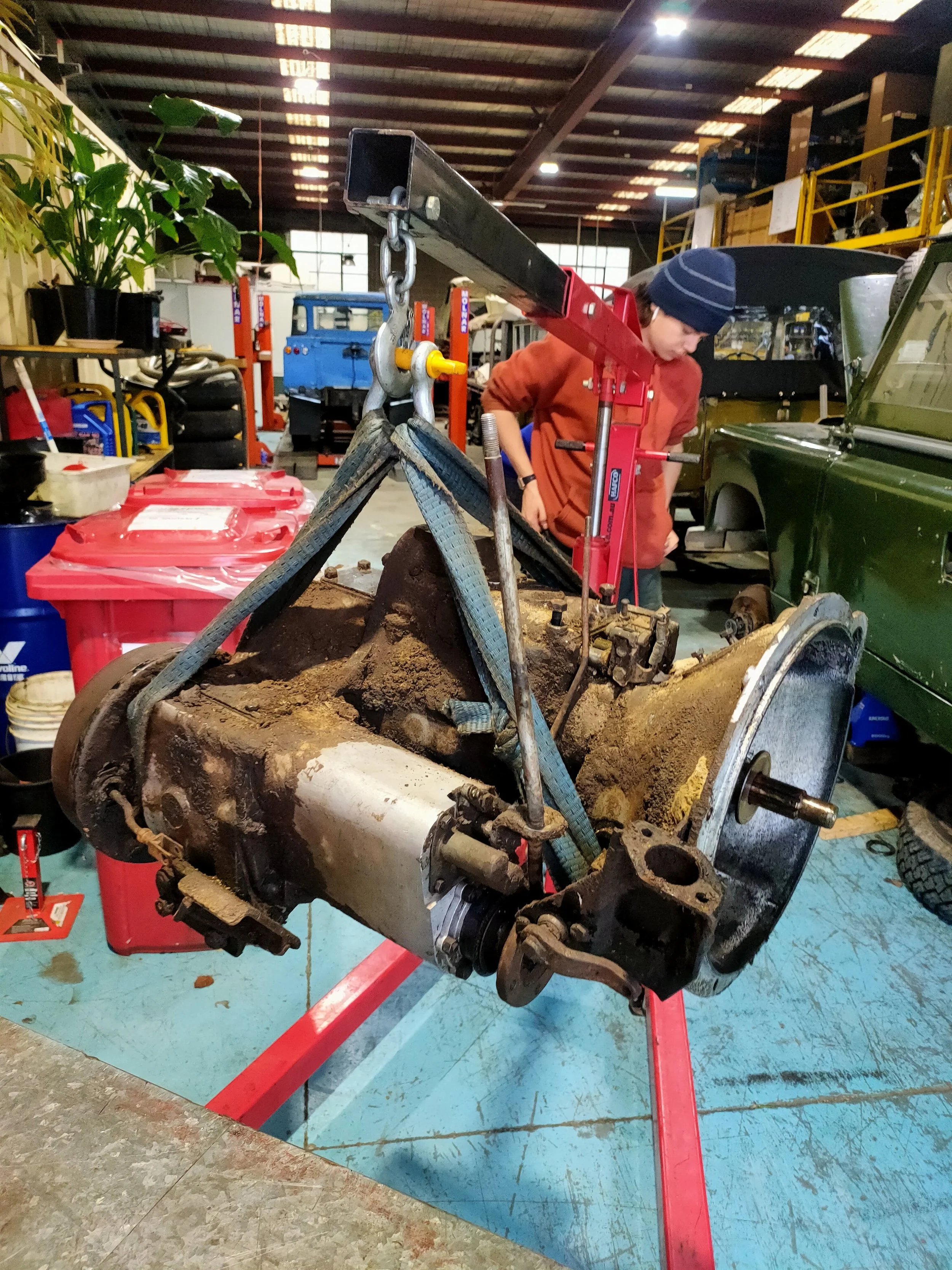 A gearbox and transfer case arrives at our workshop for cleaning in our industrial parts washer