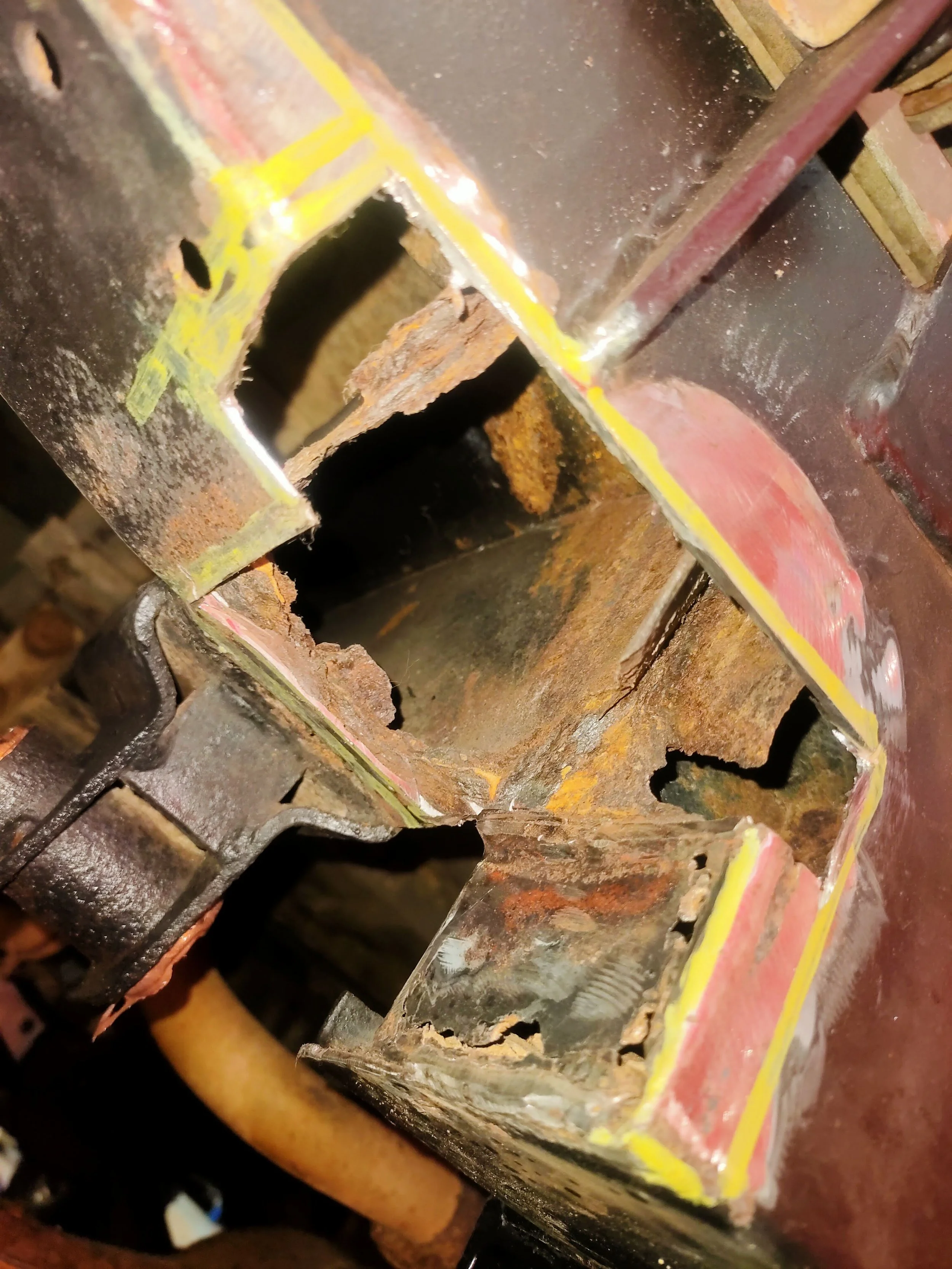 Structural repair work preparation on a Series chassis 