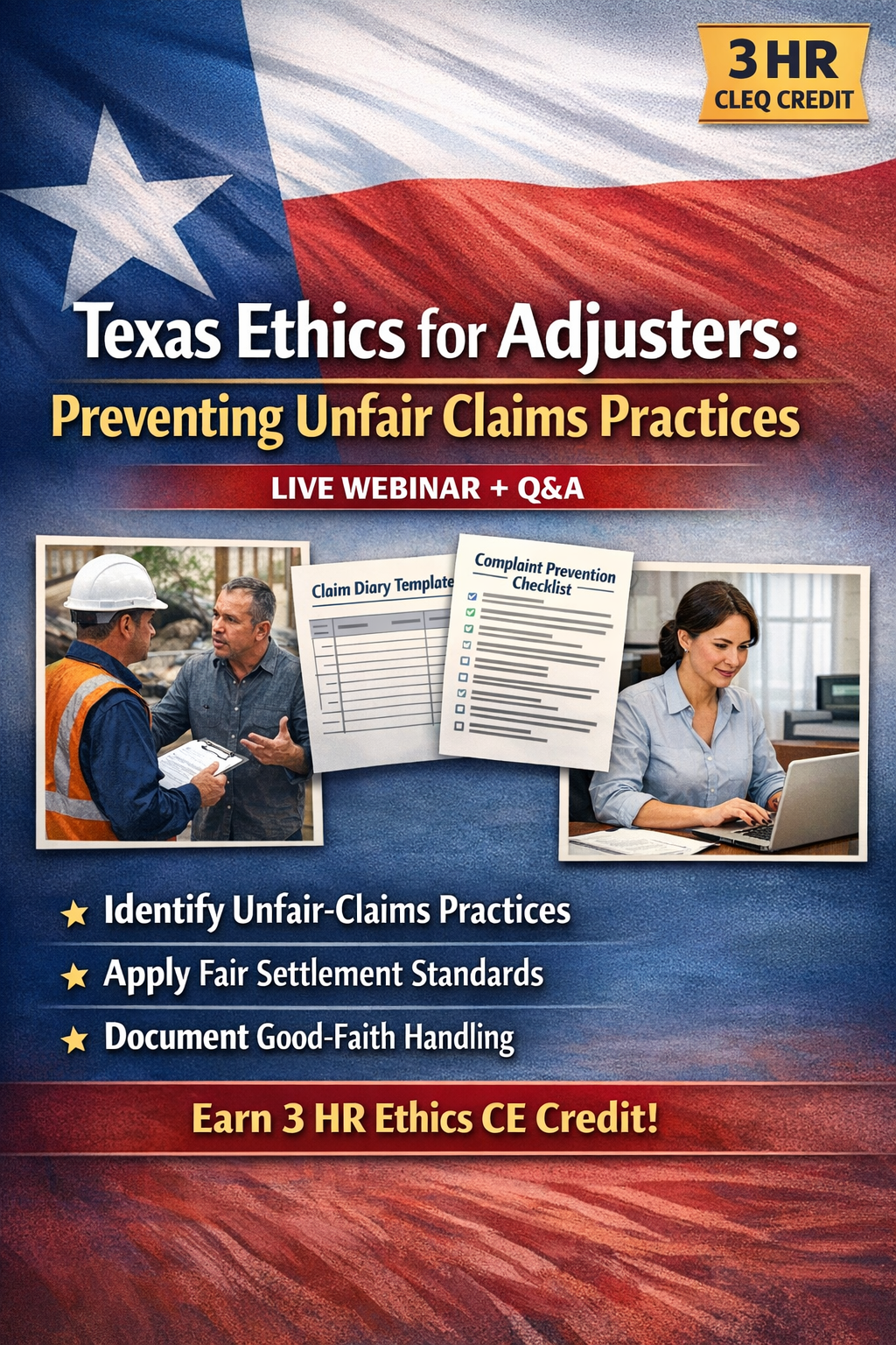 Texas Ethics for Adjusters: Preventing Unfair Claims Practices (3 HR, CLEQ)