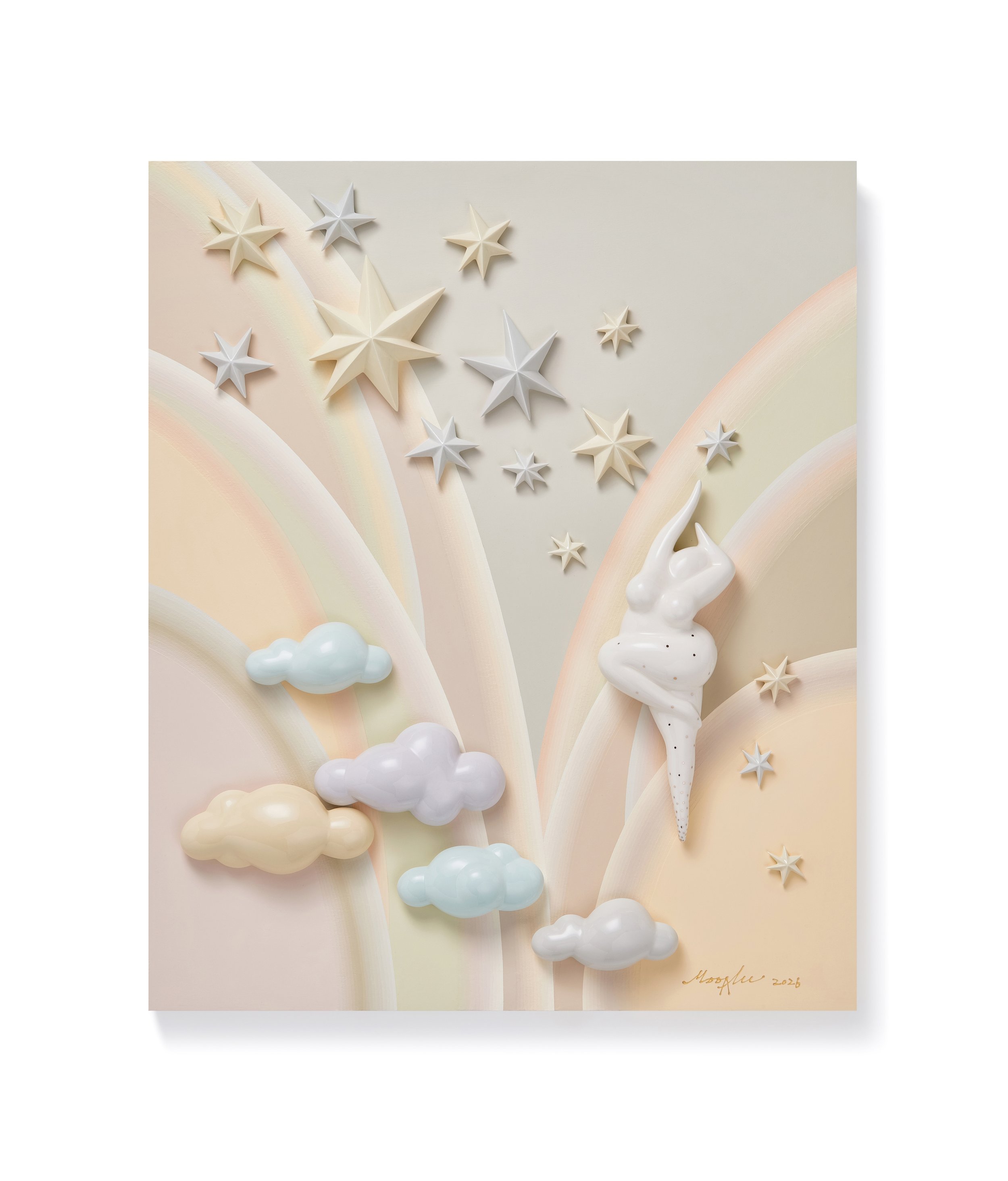 Flower rain, Star rain_Ceramic on
Wood_61x73x9cm _2026
