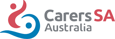 Logo of Carers SA Australia with a stylized red and blue abstract figure and text