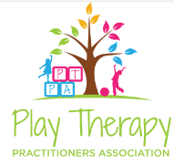 Colorful tree with children and animals, and the text 'Play Therapy Practitioners Association' underneath.
