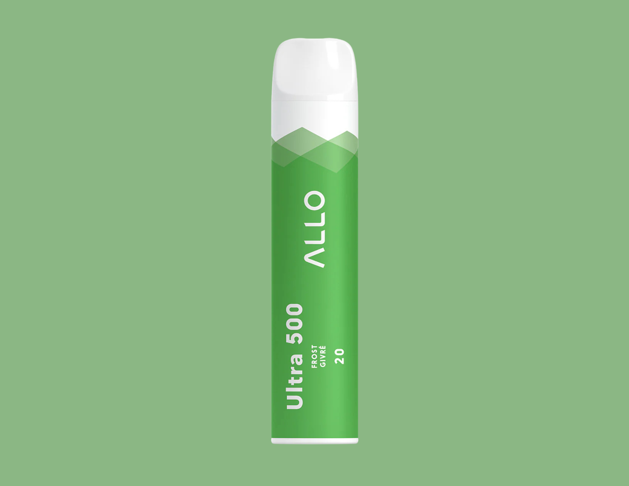 Green and white cylindrical container of Ultra 500 frost glycerin.