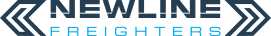 Logo of Newline Freightals with stylized text and arrow design