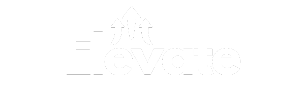 The word 'Elevate' with three upward arrows above it on a black background.