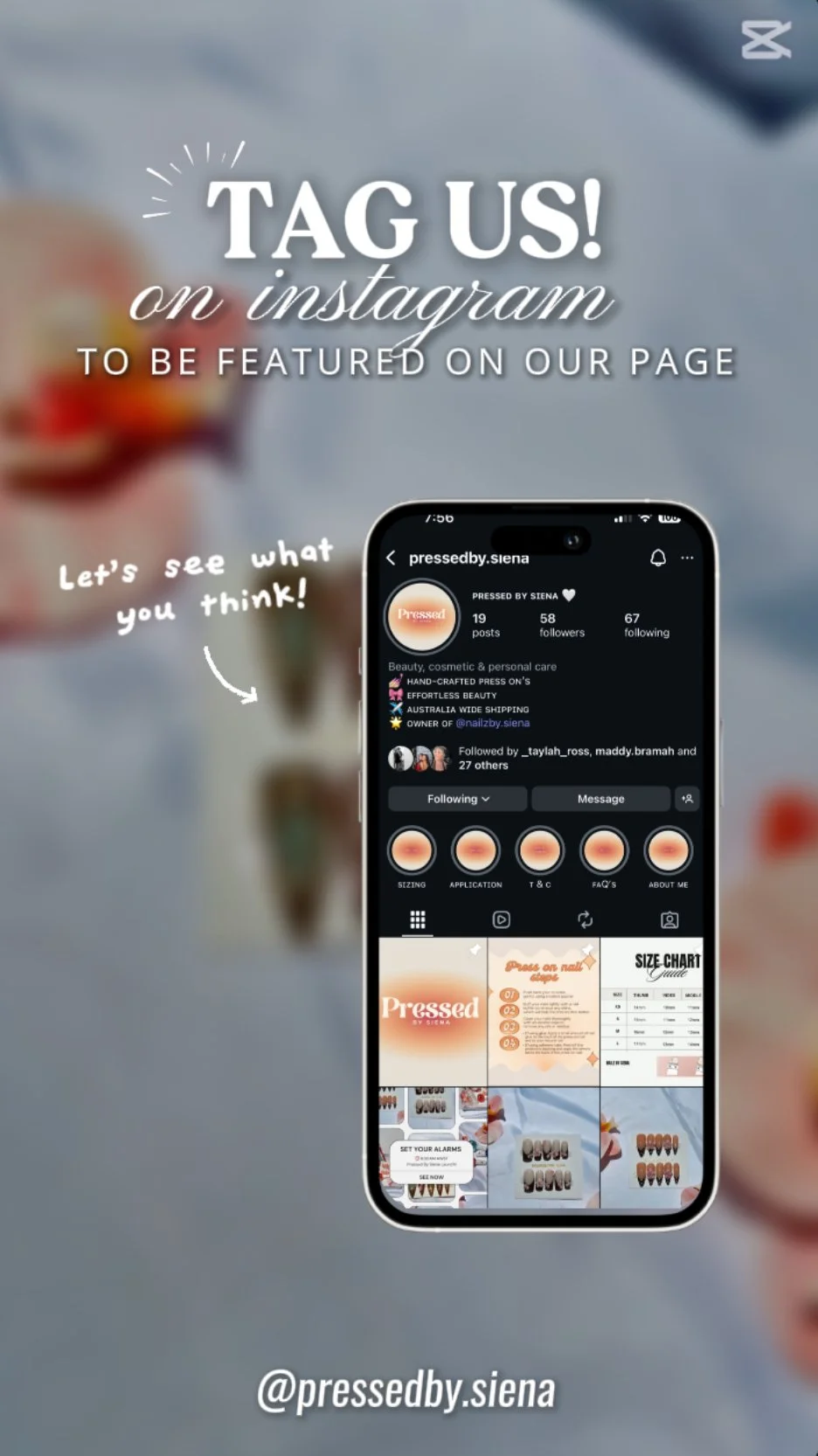 Tag us on Instagram with our products to be featured on our pages.