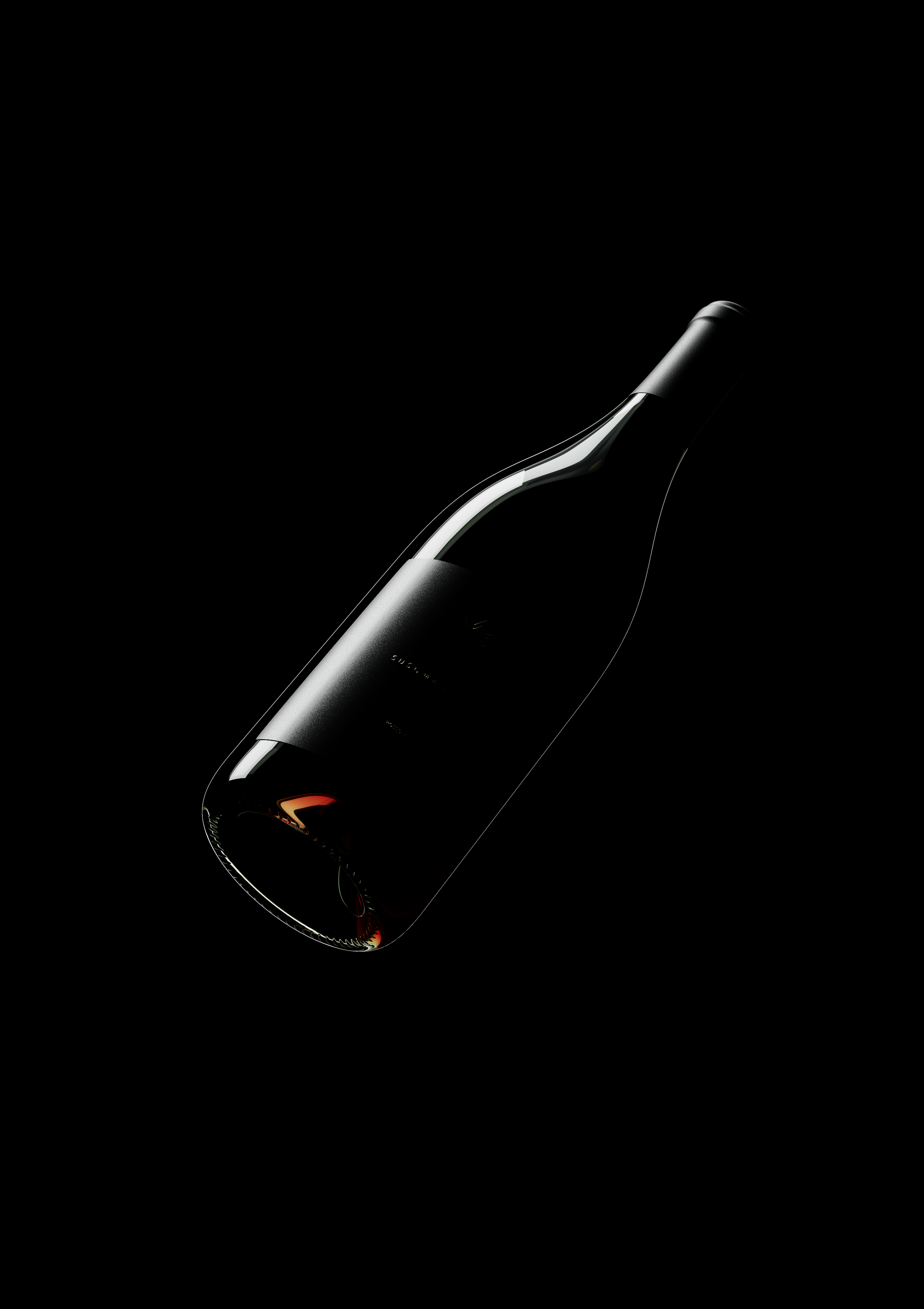 Bottiglia di vino rosso su sfondo nero