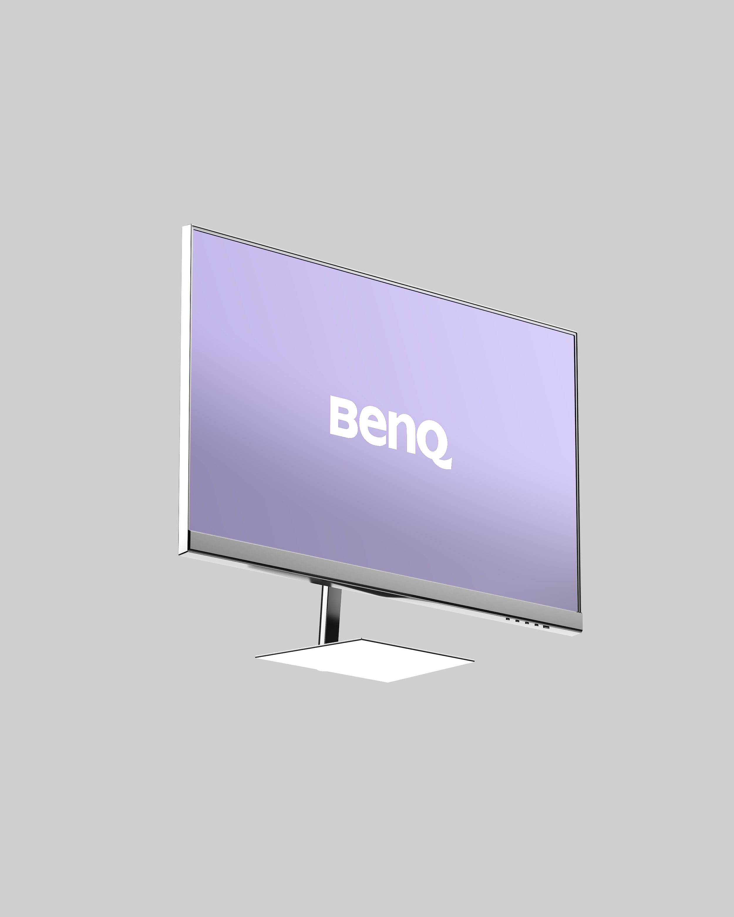 schermo BenQ con sfondo grigio chiaro e logo bianco del brand.