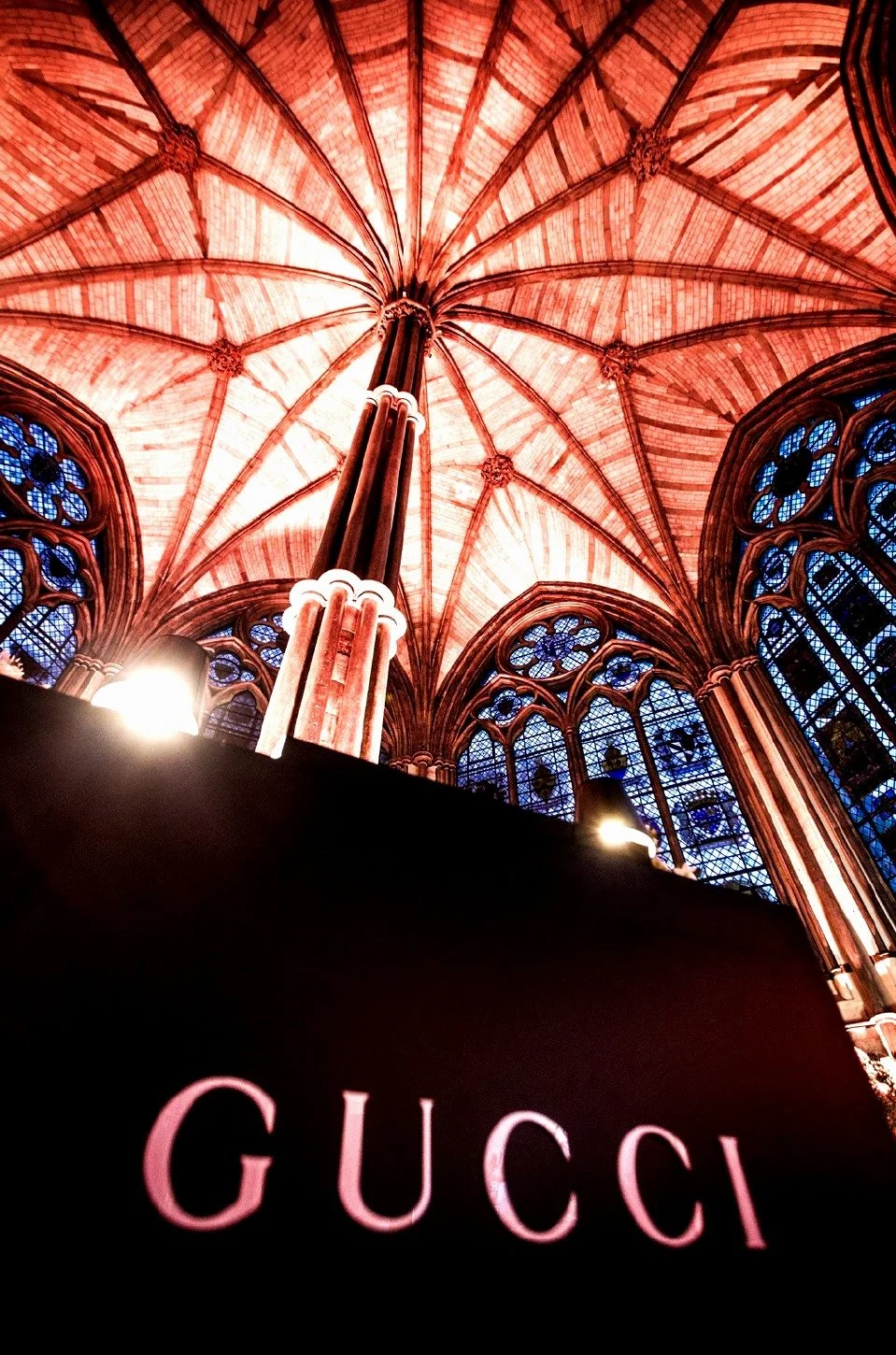 Gucci Eyewear Launch for Kering Group at Westminster Abbey, London. Designed, manufactured and installed by Vision Creative Visual Marketing 