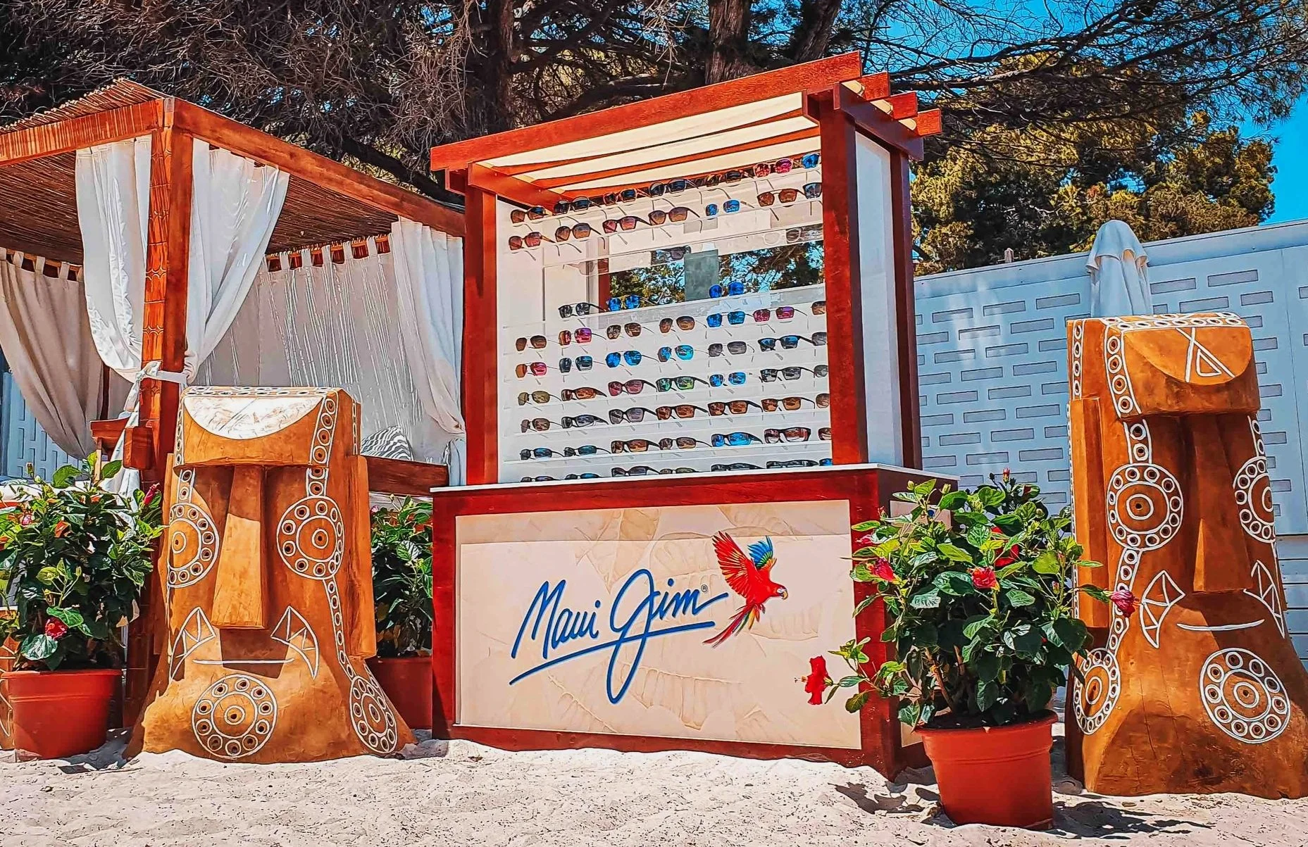 Maui Jim Retail Display Area for Nikki Beach Resort, Ibiza. Designed, Manufactured and Installed  by Vision Creative Visual Marketing Company