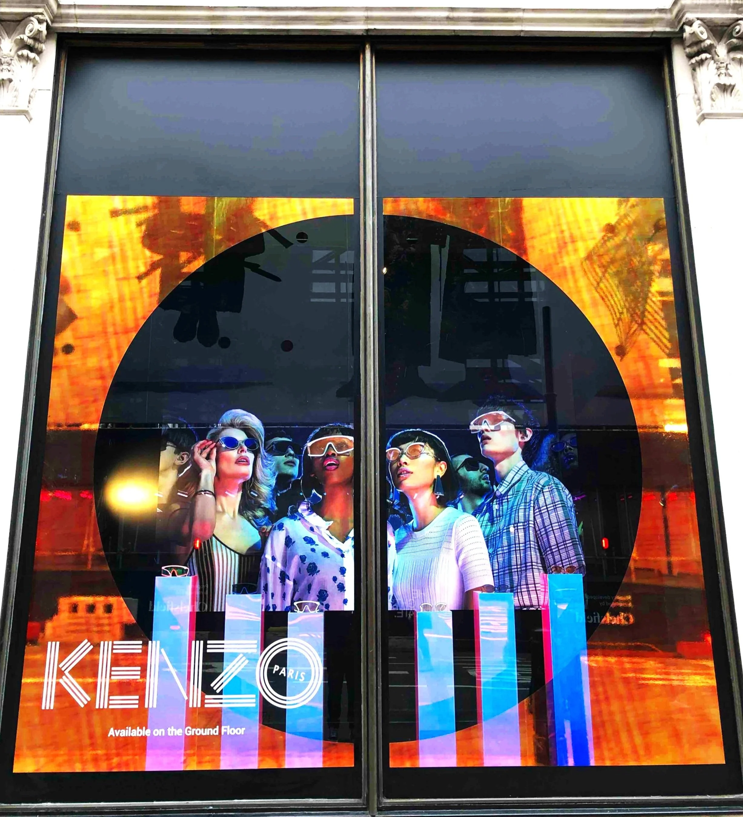 Kenzo Retail Window Display for Harvey Nichols London Sloane Street Created Manufactured and Installed By Vision Creative Visual Marketing Company using Dichroic Techniques