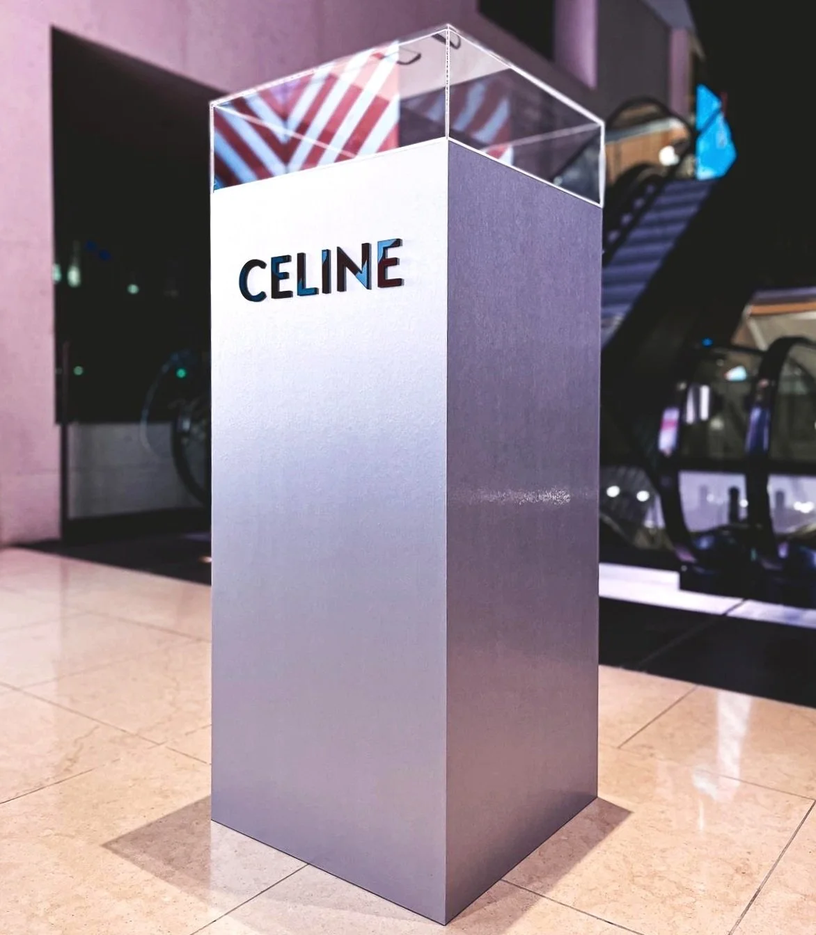 Bespoke Made Display Pedestal Plinth in Harrods Department Store, Knightsbridge, London.