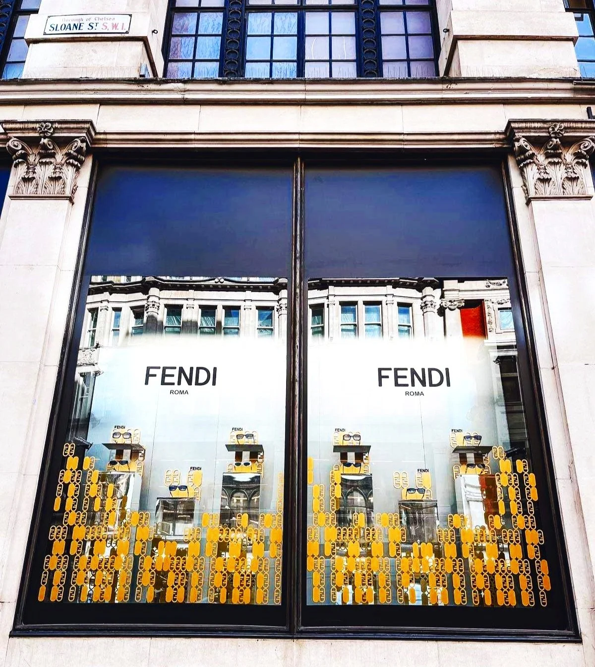 Fendi Retail Window Display for Harvey Nichols London Sloane Street Created Manufactured and Installed By Vision Creative Visual Marketing Company using Dichroic Techniques