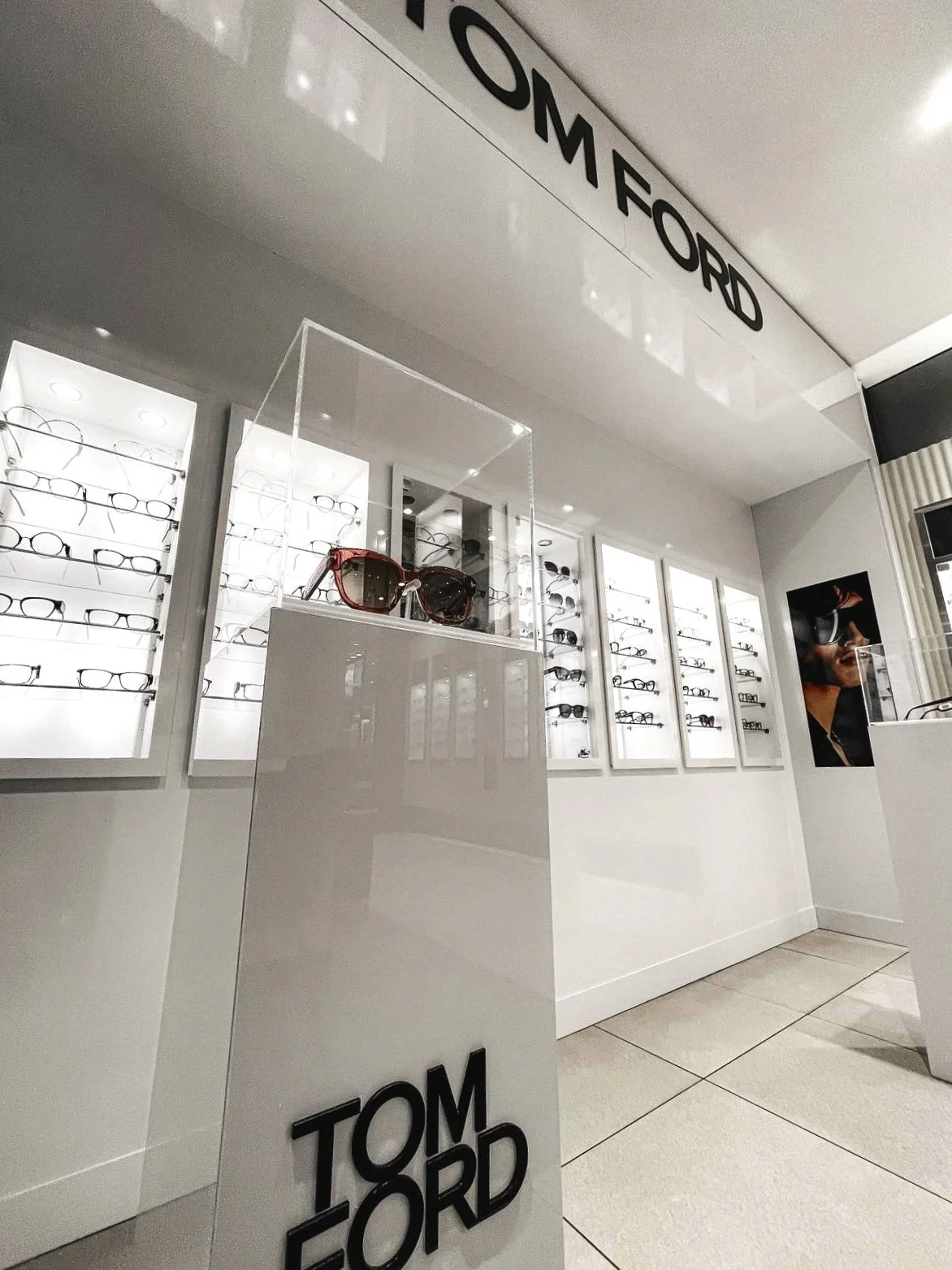 Tom Ford Retail Display Area for Vision Express, London. Created and Installed by Vision Creative Visual Marketing Company