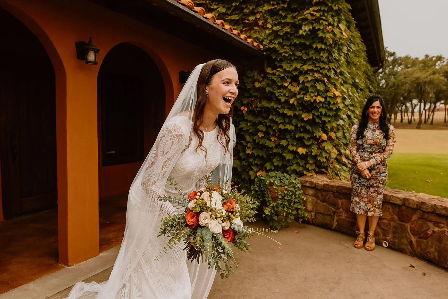 Outdoor wedding venue bridal portrait at Bella Vita Ranch, a Tuscan style wedding venue in Texas