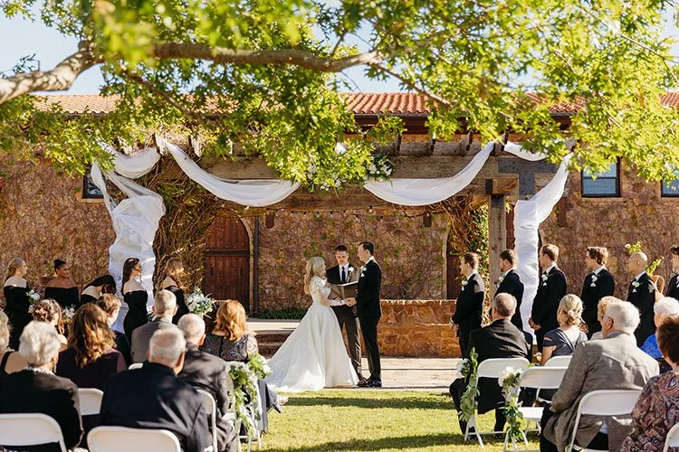 Outdoor wedding venue ceremony at Bella Vita Ranch, a Tuscan style wedding venue in Texas