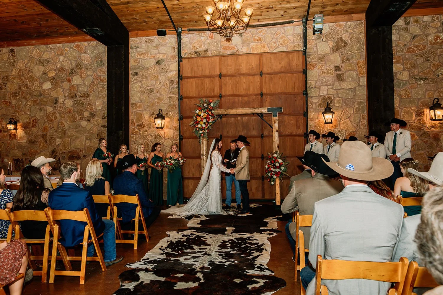 Indoor wedding ceremony at Bella Vita Ranch