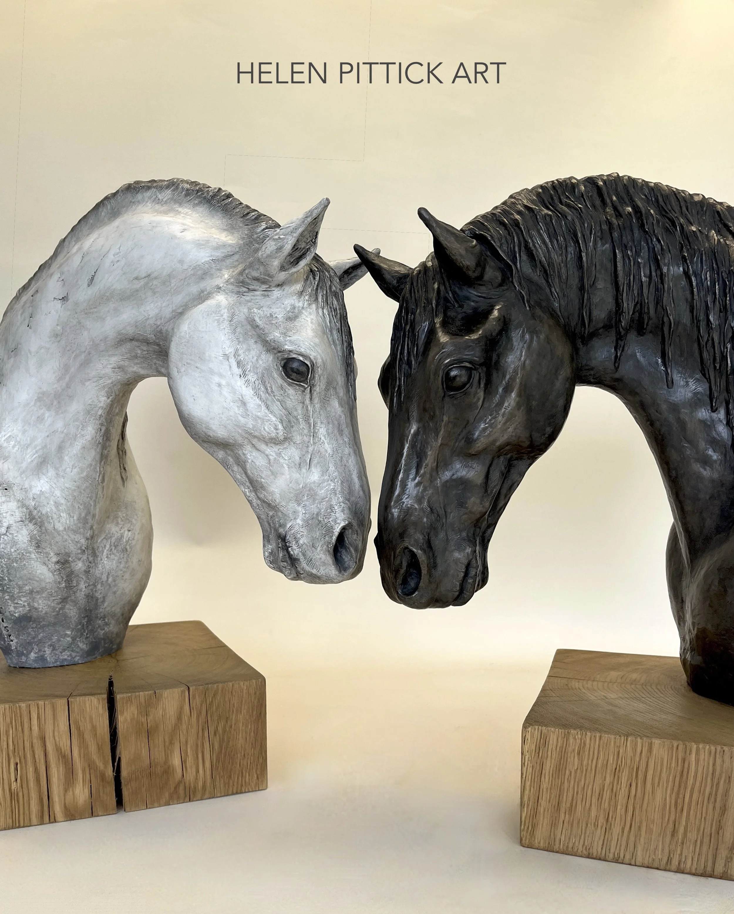 Bronze and marble Pre horses