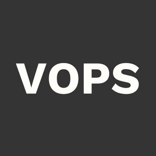 A black background with the white text 'VOPS' in the center.