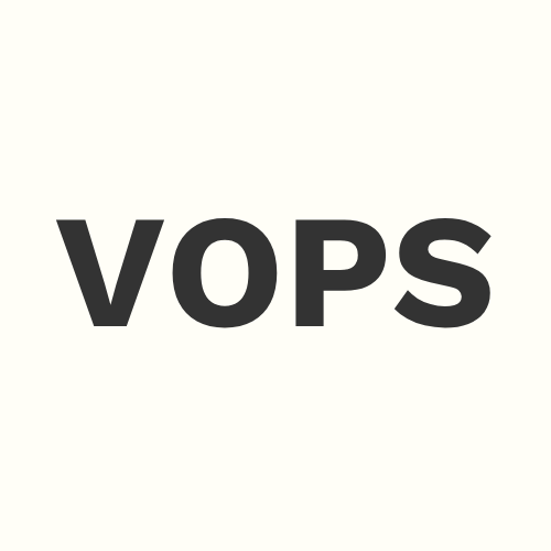 The image displays the word 'VOPS' in bold black letters on a white background.