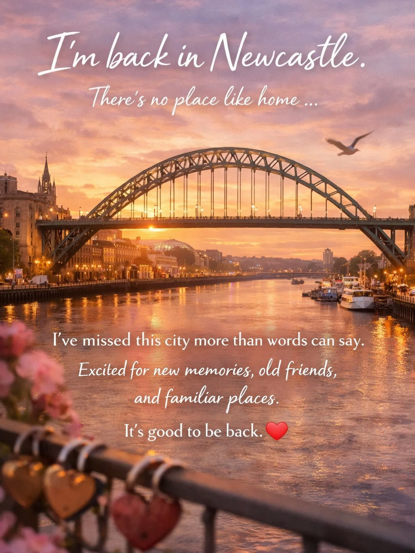 Home.

Not just a place&hellip; but a feeling.

After a season of stretching, growing, questioning and trusting, we&rsquo;re back in Newcastle. And I can&rsquo;t even put into words what that means to my heart.

This city holds my roots. My people. S